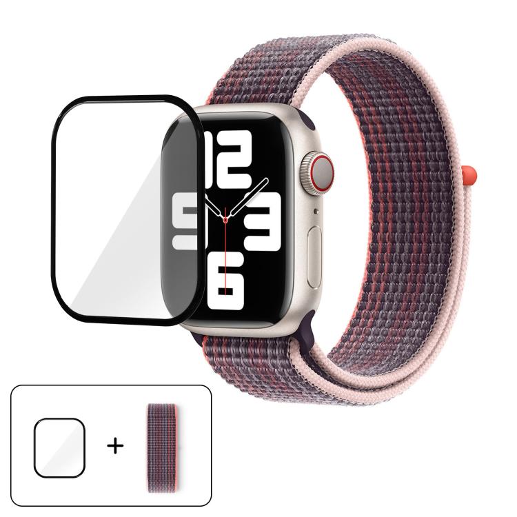Basic Nylon Loop Watch Band with 3D Curved Film, For Apple Watch Series 10 46mm, For Apple Watch Series 10 42mm, For Apple Watch Series 44mm