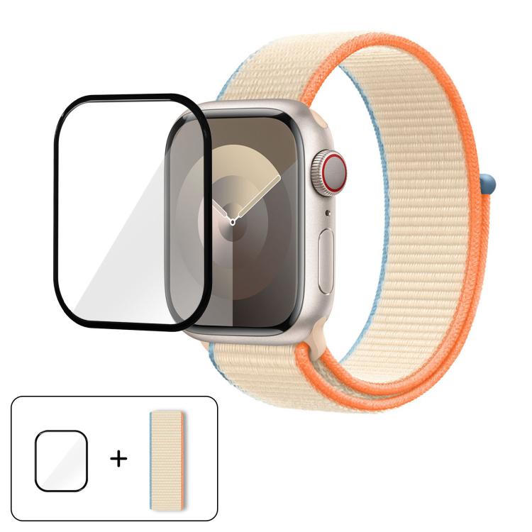 Basic Nylon Loop Watch Band with 3D Curved Film, For Apple Watch Series 40mm, For Apple Watch Ultra 2 / 1 49mm, For Apple Watch Series 45mm