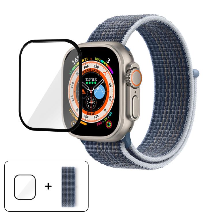 Basic Nylon Loop Watch Band with 3D Curved Film, For Apple Watch Series 40mm, For Apple Watch Ultra 2 / 1 49mm, For Apple Watch Series 45mm