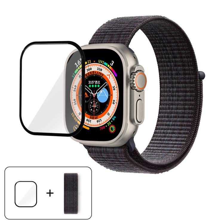 Basic Nylon Loop Watch Band with 3D Curved Film, For Apple Watch Series 40mm, For Apple Watch Ultra 2 / 1 49mm, For Apple Watch Series 45mm