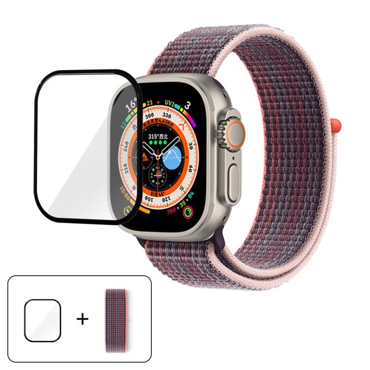 Basic Nylon Loop Watch Band with 3D Curved Film, For Apple Watch Series 40mm, For Apple Watch Ultra 2 / 1 49mm, For Apple Watch Series 45mm