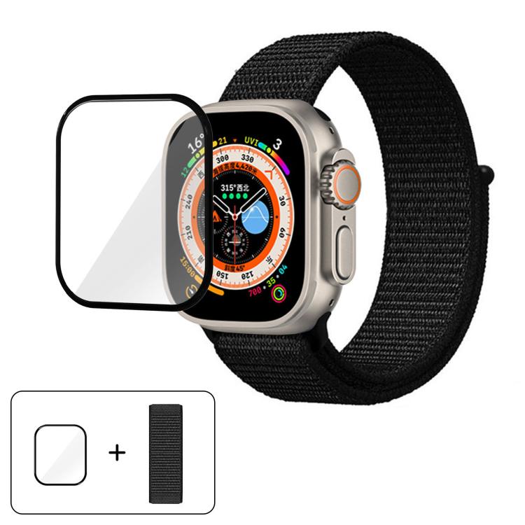 Basic Nylon Loop Watch Band with 3D Curved Film, For Apple Watch Series 40mm, For Apple Watch Ultra 2 / 1 49mm, For Apple Watch Series 45mm