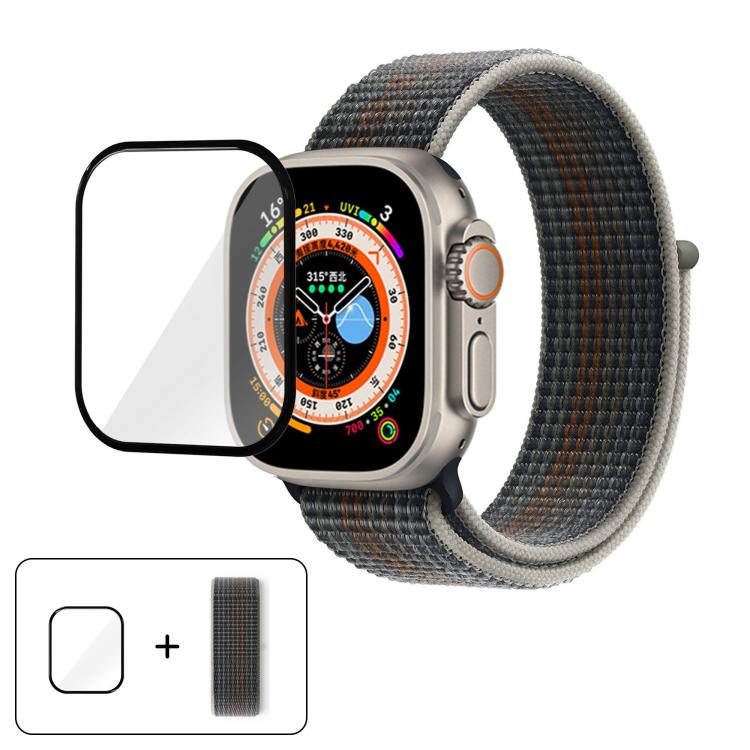 Basic Nylon Loop Watch Band with 3D Curved Film, For Apple Watch Series 40mm, For Apple Watch Ultra 2 / 1 49mm, For Apple Watch Series 45mm