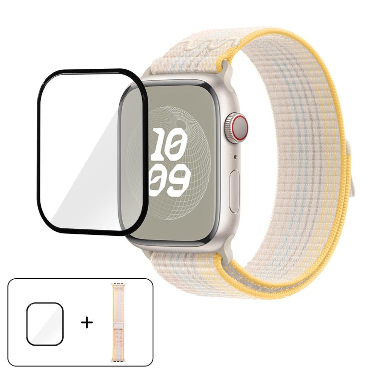 Nylon Loop Watch Band with 3D Curved Film, For Apple Watch Series 10 46mm, For Apple Watch Series 10 42mm, For Apple Watch Series 44mm