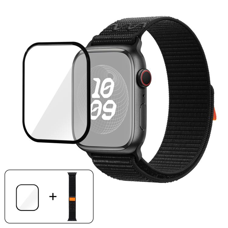 Nylon Loop Watch Band with 3D Curved Film, For Apple Watch Series 10 46mm, For Apple Watch Series 10 42mm, For Apple Watch Series 44mm