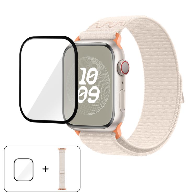 Nylon Loop Watch Band with 3D Curved Film, For Apple Watch Series 10 46mm, For Apple Watch Series 10 42mm, For Apple Watch Series 44mm