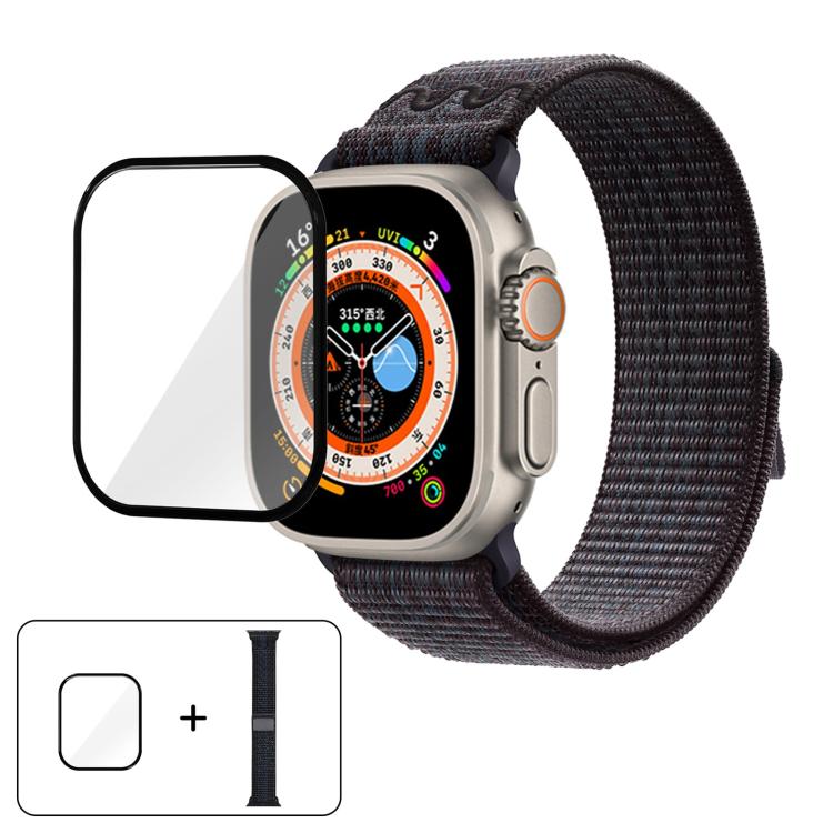 Nylon Loop Watch Band with 3D Curved Film, For Apple Watch Series 40mm, For Apple Watch Ultra 2 / 1 49mm, For Apple Watch Series 45mm