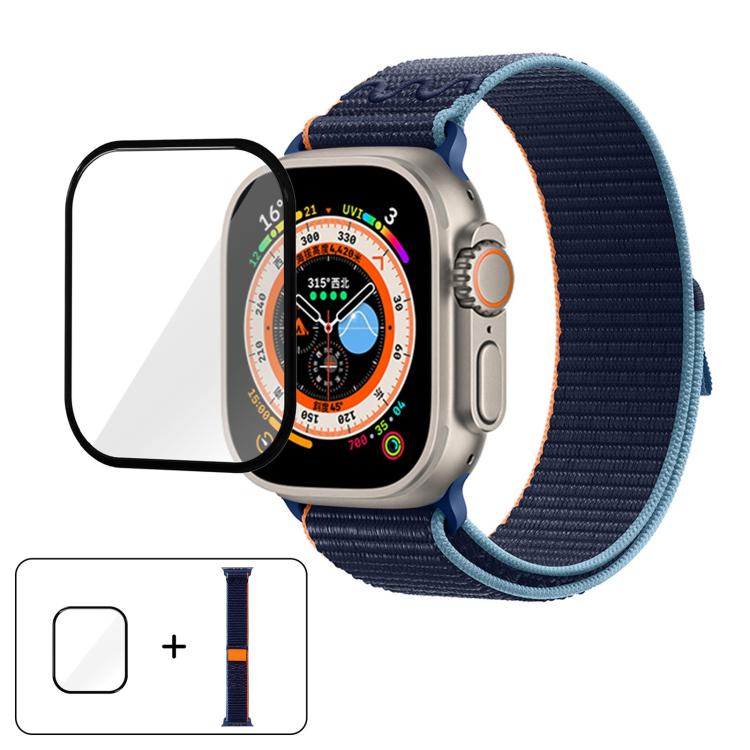 Nylon Loop Watch Band with 3D Curved Film, For Apple Watch Series 40mm, For Apple Watch Ultra 2 / 1 49mm, For Apple Watch Series 45mm