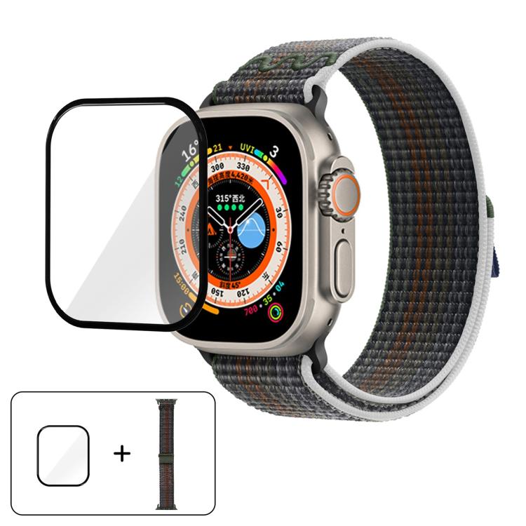 Nylon Loop Watch Band with 3D Curved Film, For Apple Watch Series 40mm, For Apple Watch Ultra 2 / 1 49mm, For Apple Watch Series 45mm