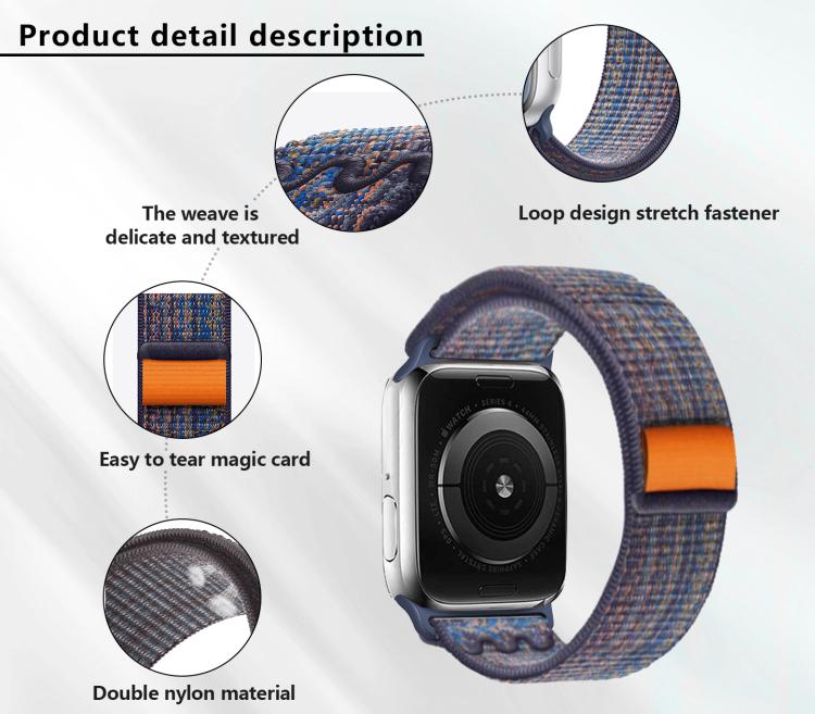 Nylon Loop Watch Band with 3D Curved Film, For Apple Watch Series 10 46mm, For Apple Watch Series 10 42mm, For Apple Watch Series 44mm