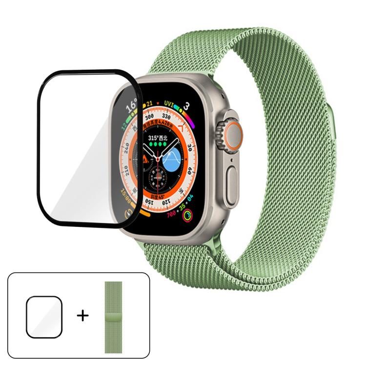 Milanese Stainless Steel Watch Band with 3D Curved Film, For Apple Watch Series 40mm, For Apple Watch Ultra 2 / 1 49mm, For Apple Watch Series 45mm