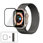 Milanese Stainless Steel Watch Band with 3D Curved Film, For Apple Watch Series 40mm, For Apple Watch Ultra 2 / 1 49mm, For Apple Watch Series 45mm