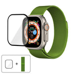Milanese Stainless Steel Watch Band with 3D Curved Film, For Apple Watch Series 40mm, For Apple Watch Ultra 2 / 1 49mm, For Apple Watch Series 45mm