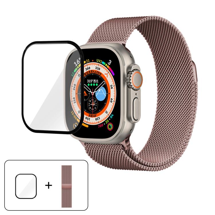 Milanese Stainless Steel Watch Band with 3D Curved Film, For Apple Watch Series 40mm, For Apple Watch Ultra 2 / 1 49mm, For Apple Watch Series 45mm
