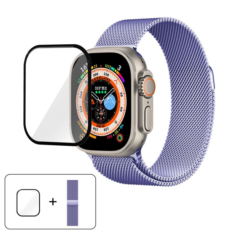 Milanese Stainless Steel Watch Band with 3D Curved Film, For Apple Watch Series 40mm, For Apple Watch Ultra 2 / 1 49mm, For Apple Watch Series 45mm