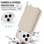 Crossbody Zipper RFID Card Bag Phone Case, For iPhone 17 Pro Max, For iPhone 17 Pro, For iPhone Air, For iPhone 15 Pro Max, For iPhone 15 Pro, For iPhone 15 Plus / 14 Plus