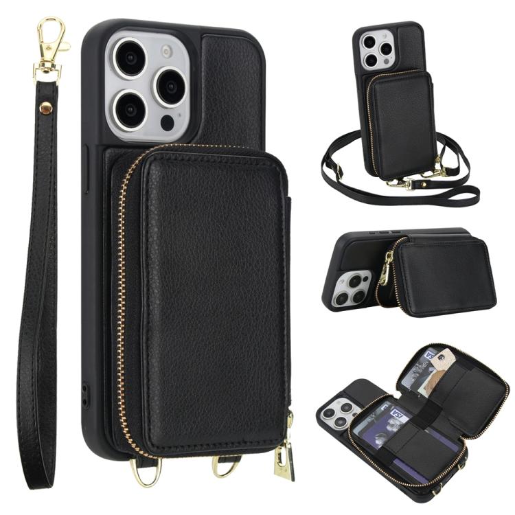 Crossbody Zipper RFID Card Bag Phone Case, For iPhone 17 Pro Max, For iPhone 17 Pro, For iPhone Air, For iPhone 15 Pro Max, For iPhone 15 Pro, For iPhone 15 Plus / 14 Plus
