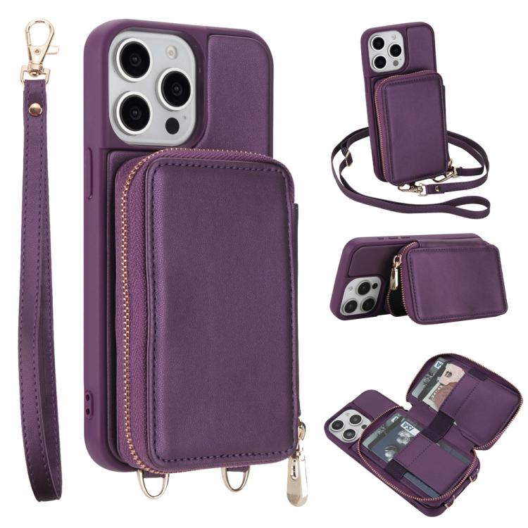 Crossbody Zipper RFID Card Bag Phone Case, For iPhone 17 Pro Max, For iPhone 17 Pro, For iPhone Air, For iPhone 15 Pro Max, For iPhone 15 Pro, For iPhone 15 Plus / 14 Plus