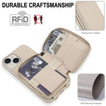 Crossbody Zipper RFID Card Bag Phone Case, For iPhone 15, For iPhone 14 / 13, For iPhone 14 Pro, For iPhone 14 Pro Max, For iPhone 13 Pro Max, For iPhone 13 Pro