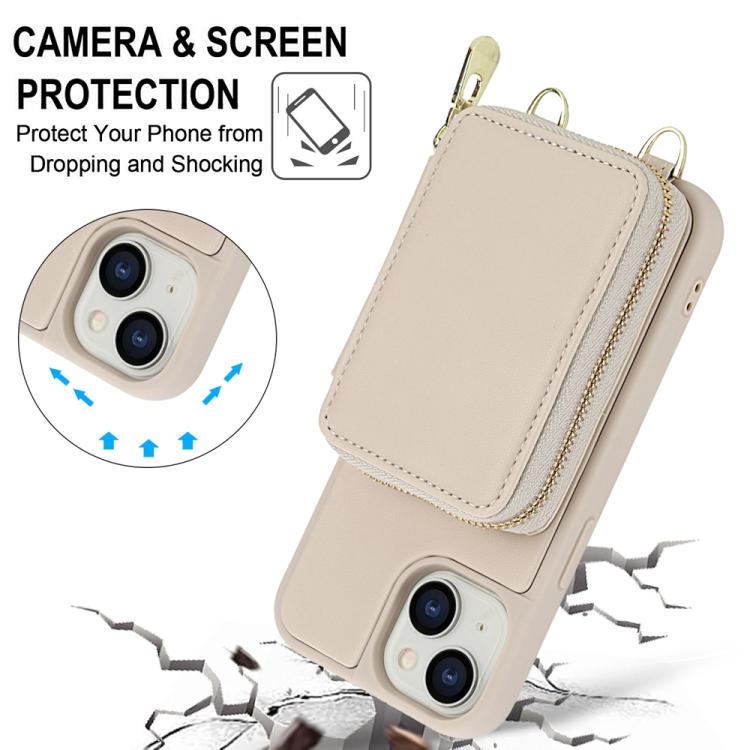 Crossbody Zipper RFID Card Bag Phone Case, For iPhone 15, For iPhone 14 / 13, For iPhone 14 Pro, For iPhone 14 Pro Max, For iPhone 13 Pro Max, For iPhone 13 Pro