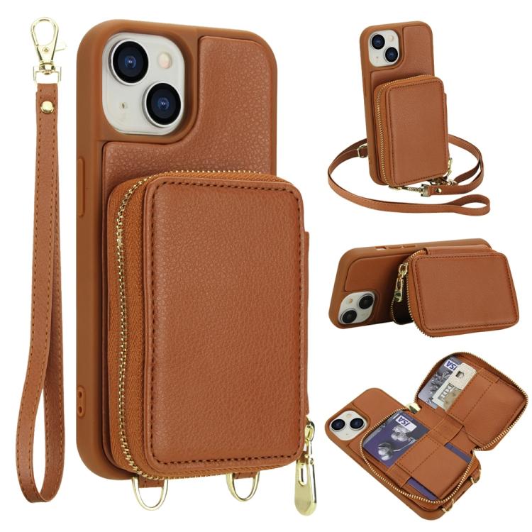 Crossbody Zipper RFID Card Bag Phone Case, For iPhone 15, For iPhone 14 / 13, For iPhone 14 Pro, For iPhone 14 Pro Max, For iPhone 13 Pro Max, For iPhone 13 Pro