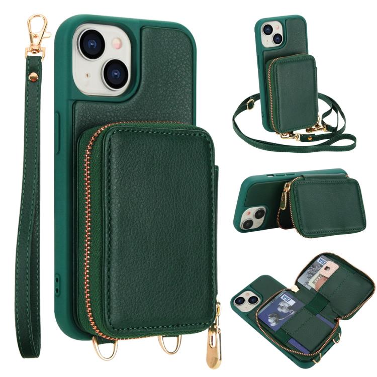 Crossbody Zipper RFID Card Bag Phone Case, For iPhone 15, For iPhone 14 / 13, For iPhone 14 Pro, For iPhone 14 Pro Max, For iPhone 13 Pro Max, For iPhone 13 Pro