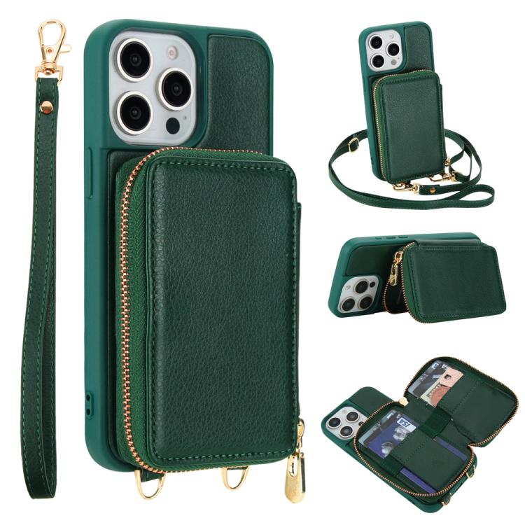 Crossbody Zipper RFID Card Bag Phone Case, For iPhone 15, For iPhone 14 / 13, For iPhone 14 Pro, For iPhone 14 Pro Max, For iPhone 13 Pro Max, For iPhone 13 Pro