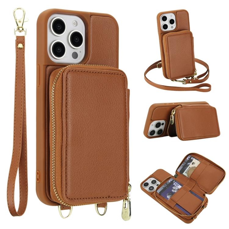 Crossbody Zipper RFID Card Bag Phone Case, For iPhone 15, For iPhone 14 / 13, For iPhone 14 Pro, For iPhone 14 Pro Max, For iPhone 13 Pro Max, For iPhone 13 Pro