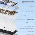 AULA F108 108 Keys Wired/2.4G/Bluetooth Three Model Customizable RGB Gaming Mechanical Keyboard