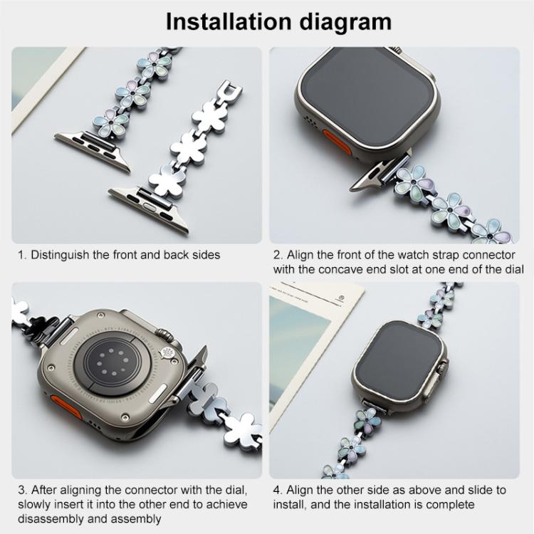 xDfind Sun Petal Metal Watch Band, For Apple Watch 42 / 44 / 45 / 46 / 49mm, For Apple Watch 38 / 40 / 41 / S10 42mm