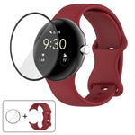 Butterfly Buckle Silicone Watch Band with 3D Curved Film, For Google Pixel Watch 3 45mm, For Google Pixel Watch 3 41mm, For Google Pixel Watch 2, For Google Pixel Watch