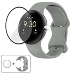 Butterfly Buckle Silicone Watch Band with 3D Curved Film, For Google Pixel Watch 3 45mm, For Google Pixel Watch 3 41mm, For Google Pixel Watch 2, For Google Pixel Watch