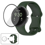 Butterfly Buckle Silicone Watch Band with 3D Curved Film, For Google Pixel Watch 3 45mm, For Google Pixel Watch 3 41mm, For Google Pixel Watch 2, For Google Pixel Watch