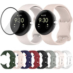 Butterfly Buckle Silicone Watch Band with 3D Curved Film, For Google Pixel Watch 3 45mm, For Google Pixel Watch 3 41mm, For Google Pixel Watch 2, For Google Pixel Watch