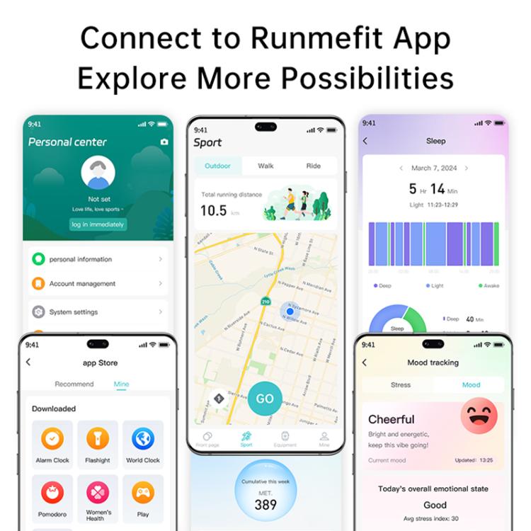 GTL2 1.47 inch TFT Screen Fitness Tracker Smart Wristband Support Heart Rate Monitoring
