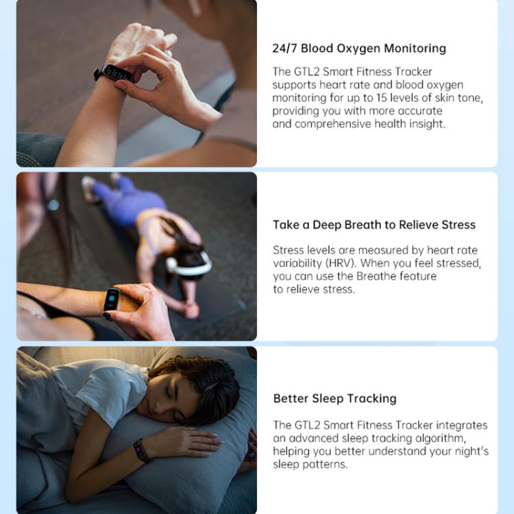 GTL2 1.47 inch TFT Screen Fitness Tracker Smart Wristband Support Heart Rate Monitoring