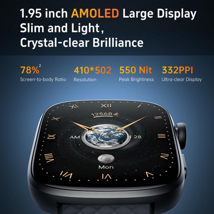 GTS8 1.95 inch AMOLED Screen Fitness Tracker Smart Watch Support Heart Rate Monitoring