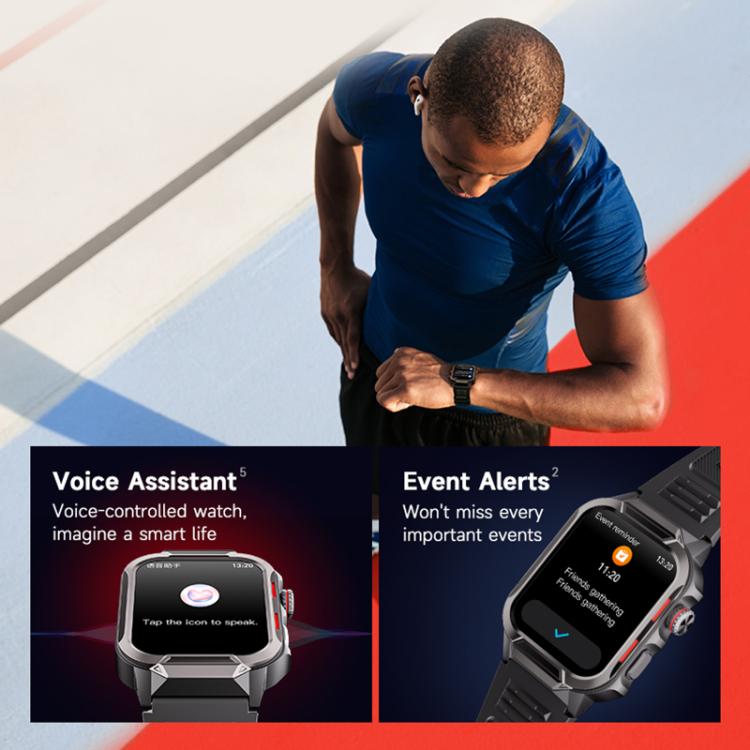 GTS9 1.96 inch TFT Screen Outdoor Rugged Smart Watch 3ATM Waterproof