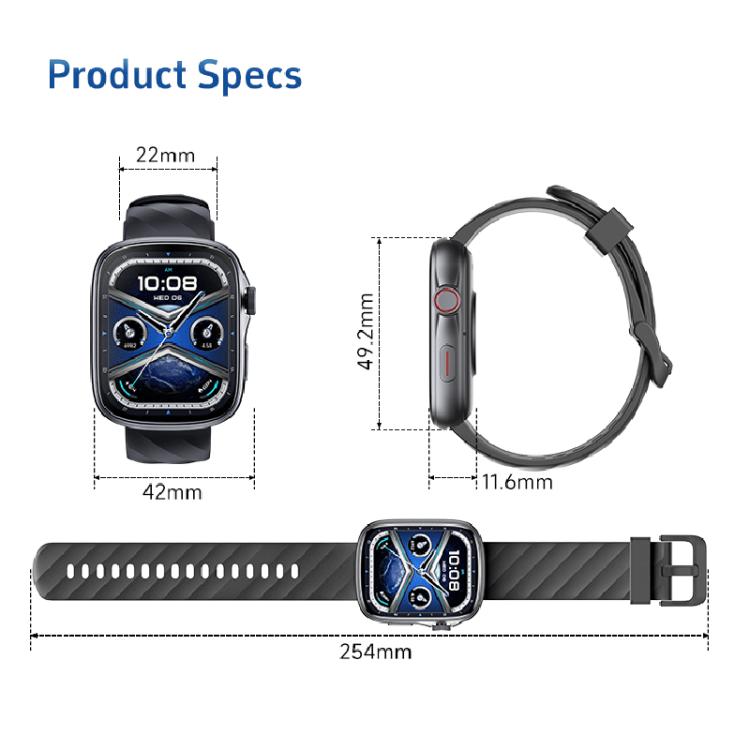 GTS10 1.95 inch AMOLED Screen Fitness Tracker Smart Watch Support Heart Rate Monitoring