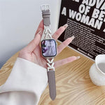 xDfind V-shaped Metal Hybrid Leather Watch Band, For Apple Watch 42 / 44 / 45 / 46 / 49mm, For Apple Watch 38 / 40 / 41 / S10 42mm
