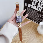 xDfind V-shaped Metal Hybrid Leather Watch Band, For Apple Watch 42 / 44 / 45 / 46 / 49mm, For Apple Watch 38 / 40 / 41 / S10 42mm