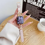 xDfind V-shaped Metal Hybrid Leather Watch Band, For Apple Watch 42 / 44 / 45 / 46 / 49mm, For Apple Watch 38 / 40 / 41 / S10 42mm