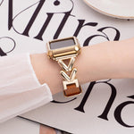 xDfind V-shaped Metal Hybrid Leather Watch Band, For Apple Watch 42 / 44 / 45 / 46 / 49mm, For Apple Watch 38 / 40 / 41 / S10 42mm