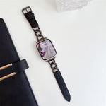 xDfind Denim Chain Metal Hybrid Leather Watch Band, For Apple Watch 42 / 44 / 45 / 46 / 49mm, For Apple Watch 38 / 40 / 41 / S10 42mm