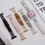 xDfind Denim Chain Metal Hybrid Leather Watch Band, For Apple Watch 42 / 44 / 45 / 46 / 49mm, For Apple Watch 38 / 40 / 41 / S10 42mm
