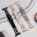 xDfind Denim Chain Metal Hybrid Leather Watch Band, For Apple Watch 42 / 44 / 45 / 46 / 49mm, For Apple Watch 38 / 40 / 41 / S10 42mm