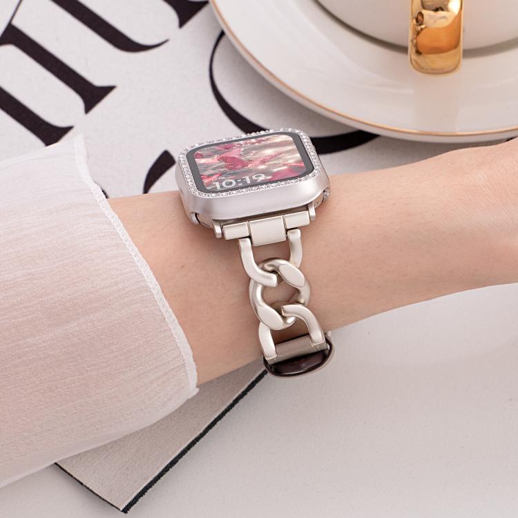 xDfind Denim Chain Metal Hybrid Leather Watch Band, For Apple Watch 42 / 44 / 45 / 46 / 49mm, For Apple Watch 38 / 40 / 41 / S10 42mm