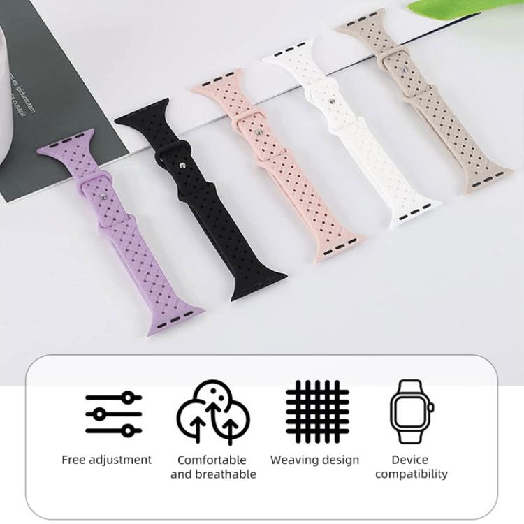 xDfind Butterfly Buckle Braid Silicone Watch Band, For Apple Watch 42 / 44 / 45 / 46 / 49mm, For Apple Watch 38 / 40 / 41 / S10 42mm