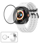 Marine Double Buckle Silicone Watch Band with 3D Curved Film, For Samsung Galaxy Watch Ultra 2025, For Samsung Galaxy Watch Ultra 47mm