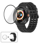 Marine Double Buckle Silicone Watch Band with 3D Curved Film, For Samsung Galaxy Watch Ultra 2025, For Samsung Galaxy Watch Ultra 47mm